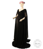 Long Chiffon Sleeves with Flowy Skirt Maxi Dress M019 Maternity Gown | Black