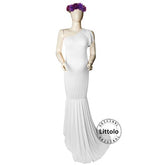 One shoulder Maxi Dress M016 Maternity Gown | L | White