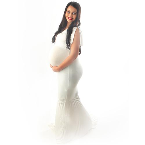 One shoulder Maxi Dress M016 Maternity Gown | L | White