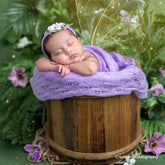 Wool Knitted Wrap with Knitted Bonnet SR054 | NB | Purple