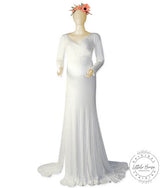 Neckline Full Sleeve M012 Maternity Gown | White