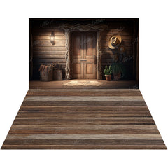 LB1510 Rustic Cabin Interior Backdrop Combo (2 Pcs)