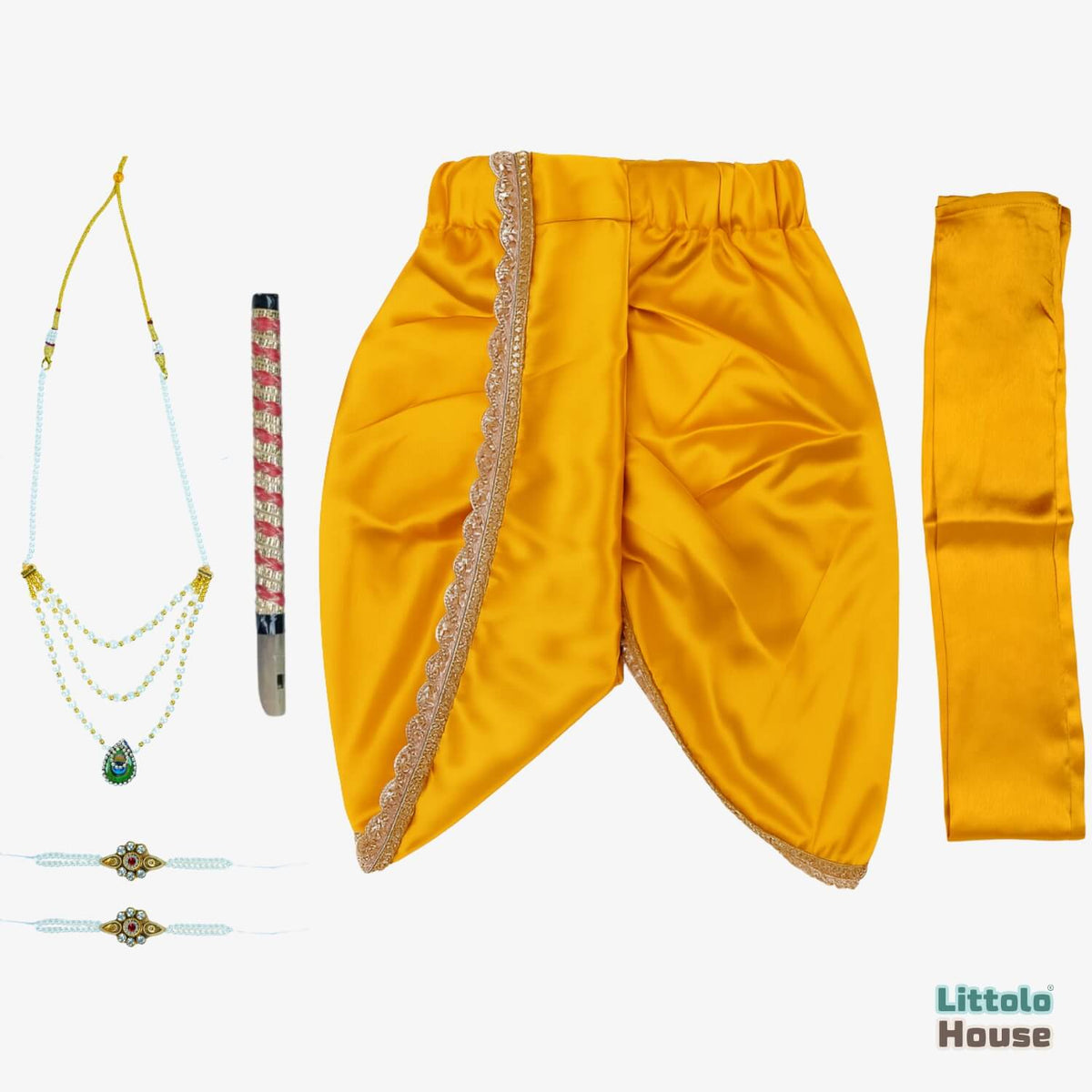 Baby Boy Traditional Dhoti And Khes Outfit With Accessories O222 | 1Y | Mustard Yellow