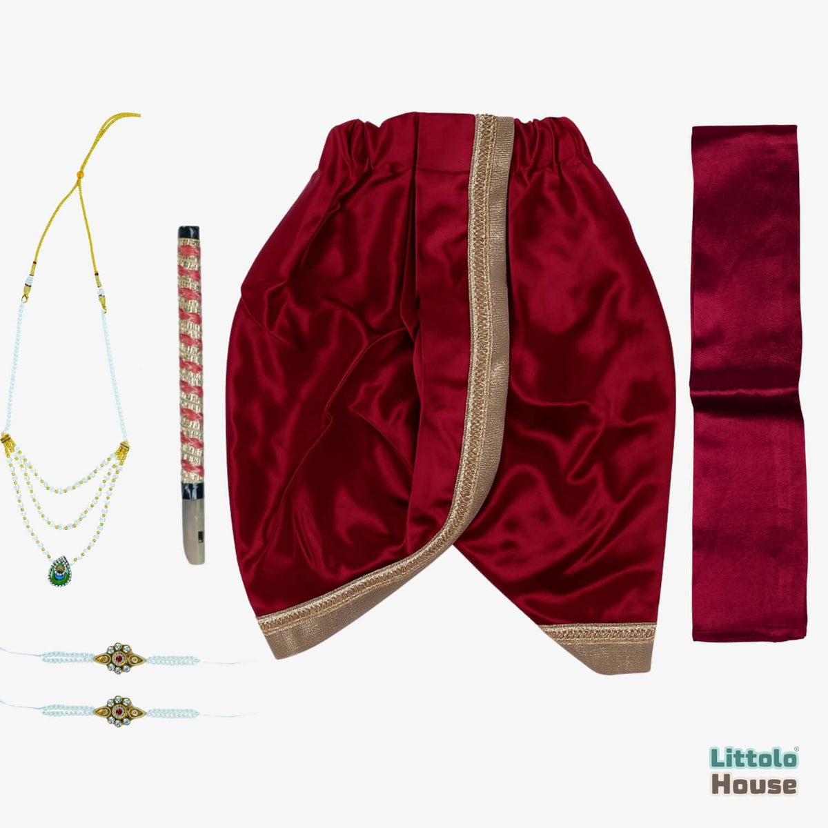 Baby Boy Traditional Dhoti And Khes Outfit With Accessories O222 | 1Y | Maroon