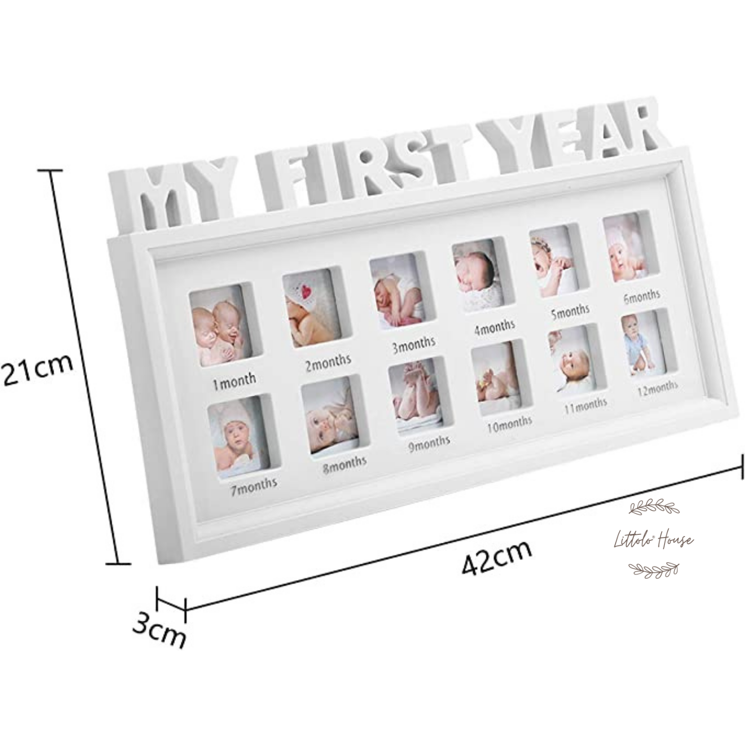 Baby Milestone 12 Month Frame | White