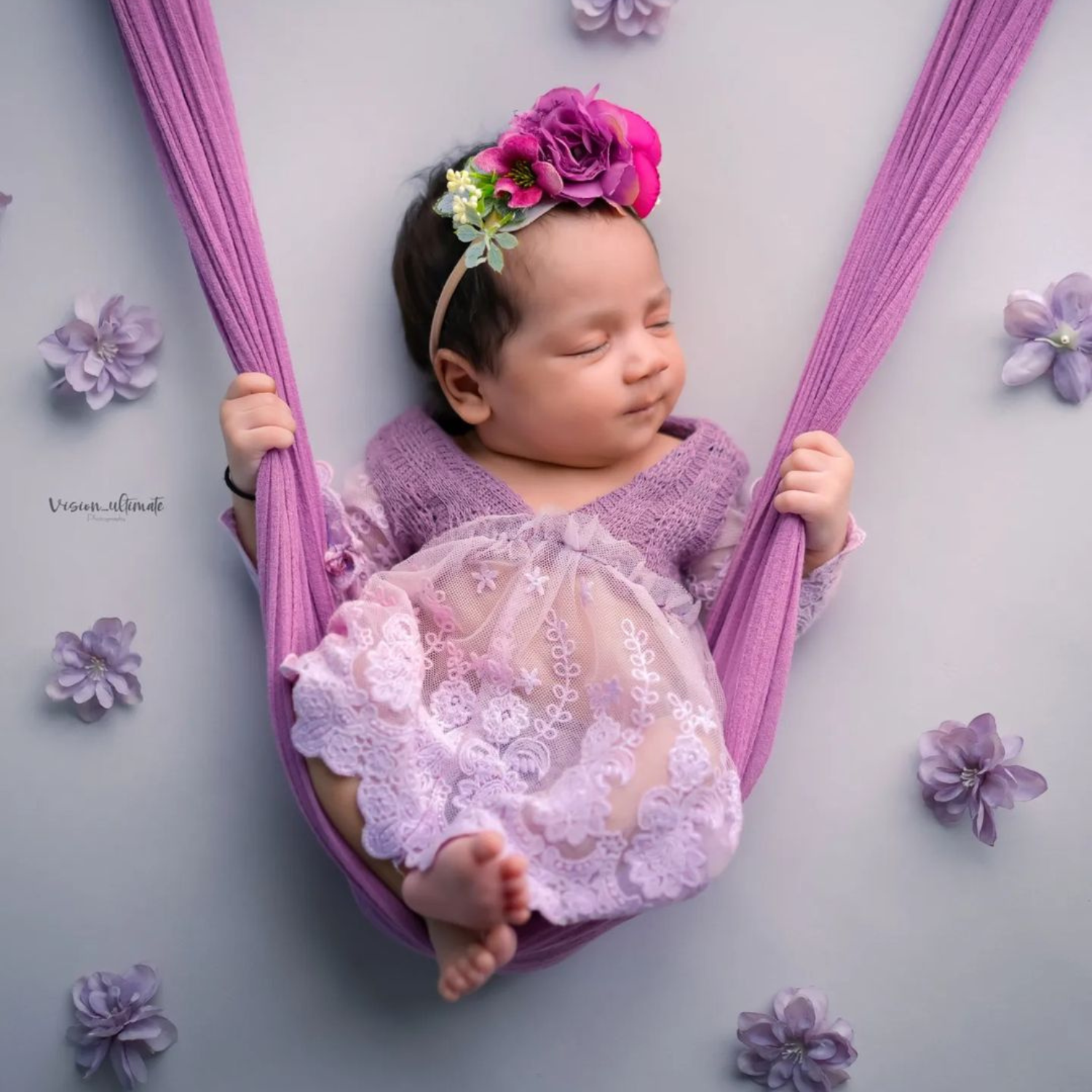 Baby Girl Flower Hairband H048 | 1Y | Pink Purple Shades