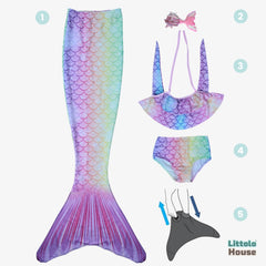 Mermaid Costume O224 | 5Y | Multicolor Pastel Shades