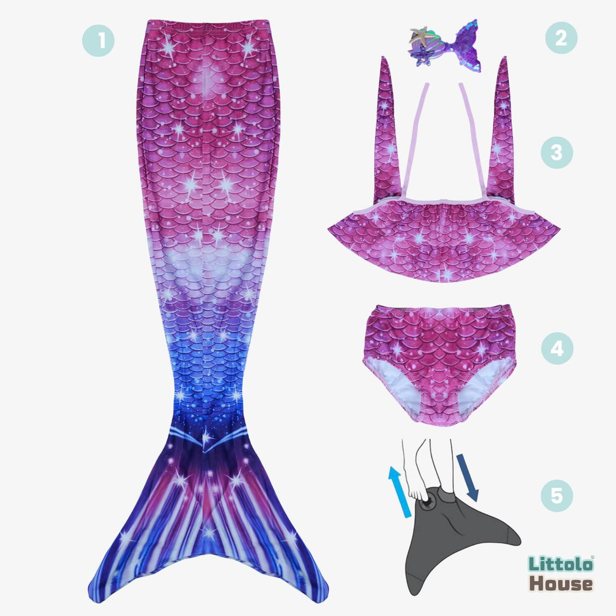 Mermaid Costume O224 | 5Y | Pink Purple Shades