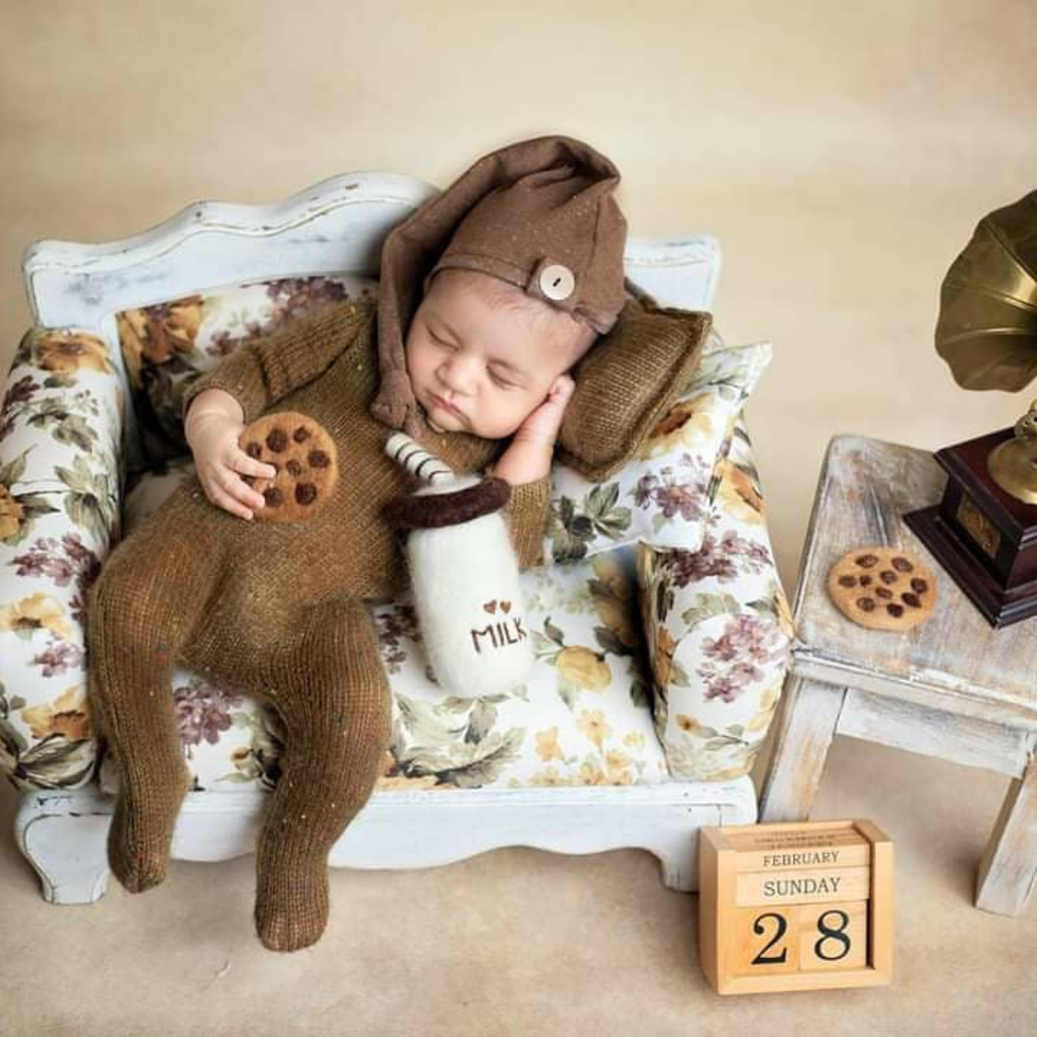 Baby Romper and Sleep Hat D2 SR056 | Set of 2 | 2M | Brown