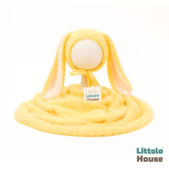 Fur Wrap With Fur Bunny Ears Bonnet SR053 | NB | Light Yellow