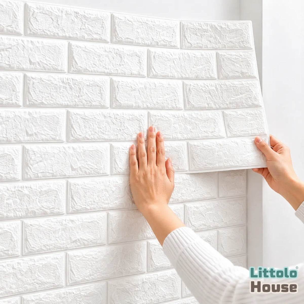 3D White Brick Texture Self-Adhesive Wall Sticker | Pack Of 4