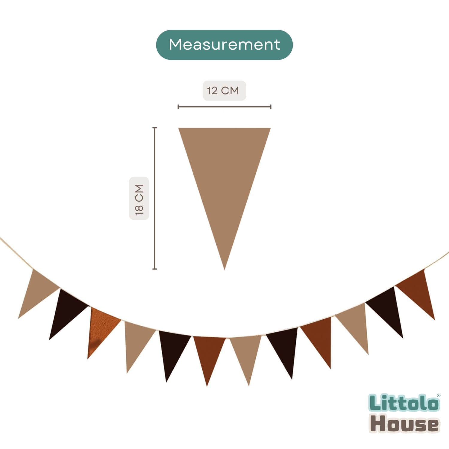 Boho Premium Pennant Bunting Banner D165 Set of 1 | M | Brown