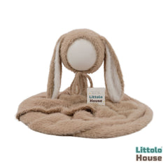 Fur Wrap With Fur Bunny Ears Bonnet SR053 | NB | Light Brown