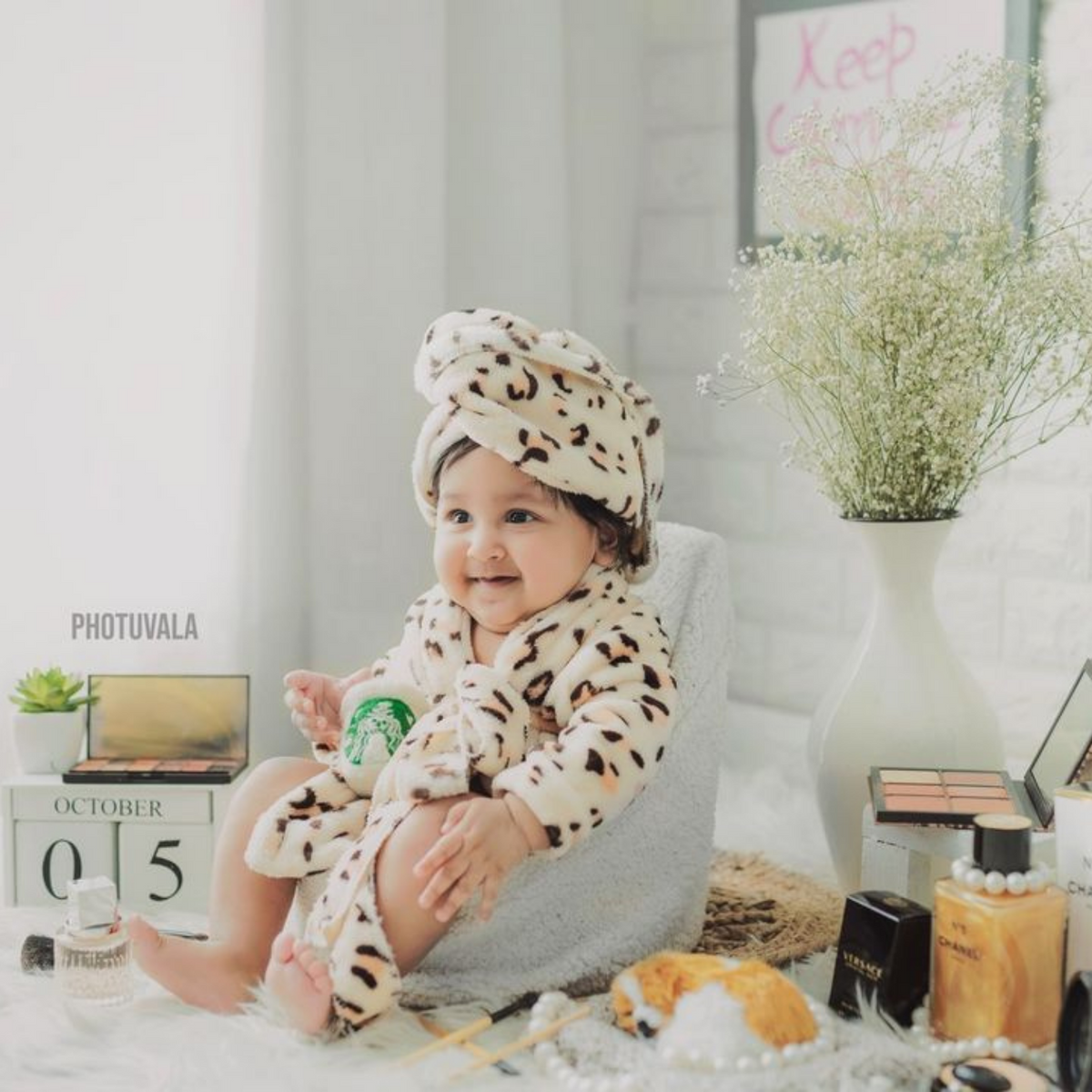 Baby Leopard Print Bathrobe Set O091 | 6M | Leopard Print