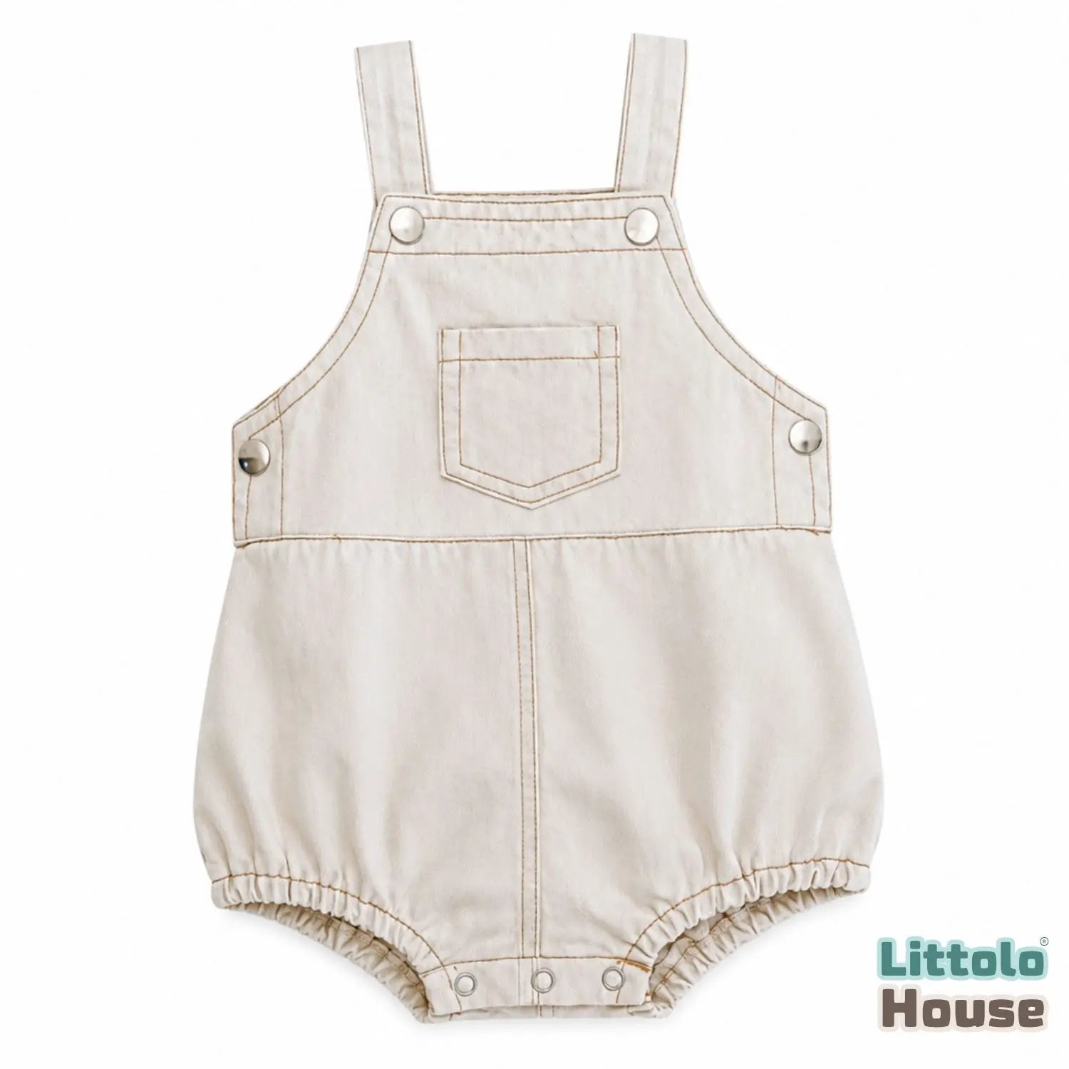 Baby Denim Bubble Romper for Babies O264 | 1Y | Ivory