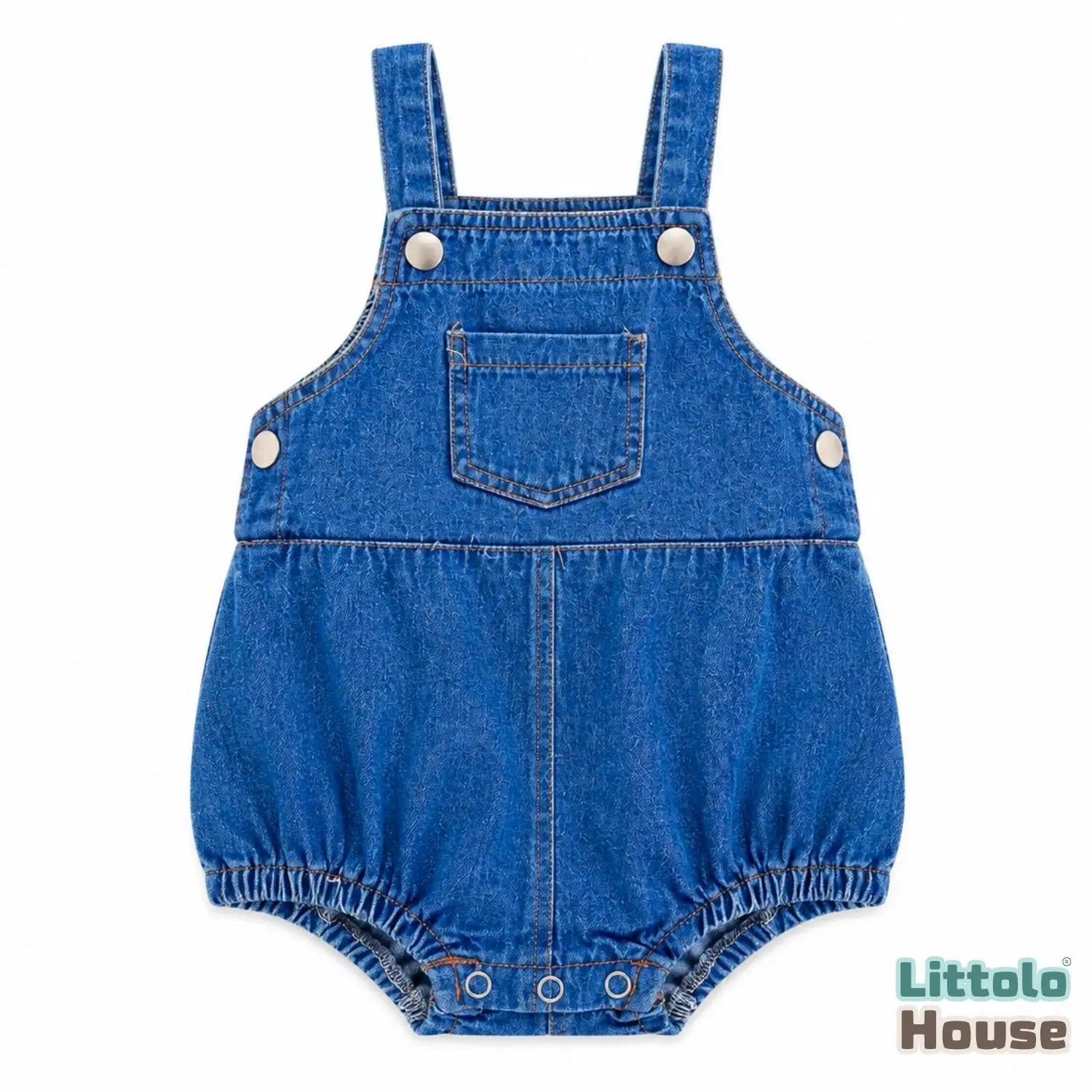 Baby Denim Bubble Romper for Babies O264 | 1Y | Denim Blue