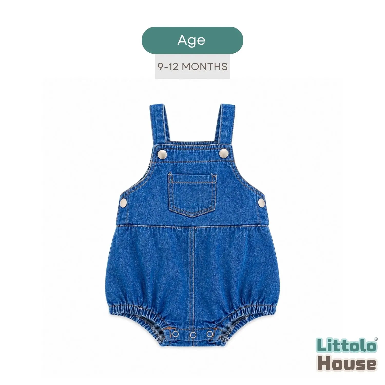 Baby Denim Bubble Romper for Babies O264 | 1Y | Denim Blue
