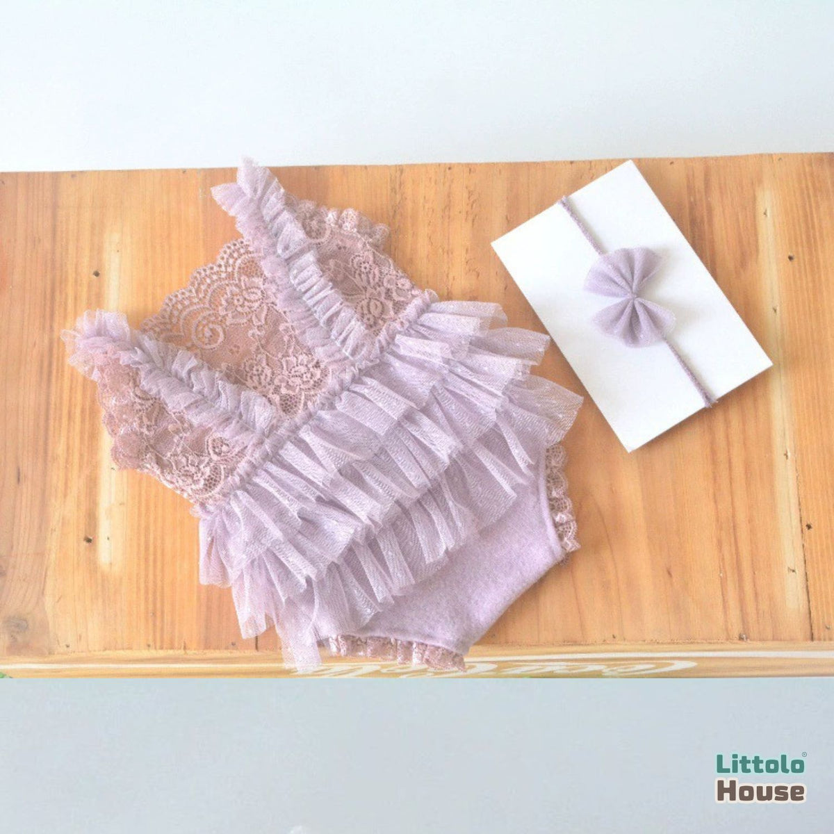 Baby Girl Ruffle Lace Romper with Headband O225 | 3M | Thistle