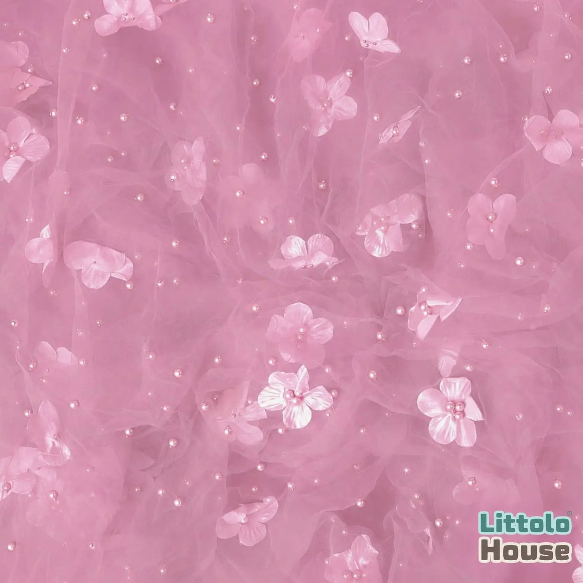 Attached Flower Net Wrap | Blush Pink