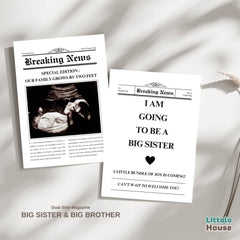 Dual-Side Birthday Magazine – Big Sister & Big Brother Edition D160 | Pack of 1 | Black White