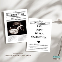Dual-Side Birthday Magazine – Big Sister & Big Brother Edition D160 | Pack of 1 | Black White