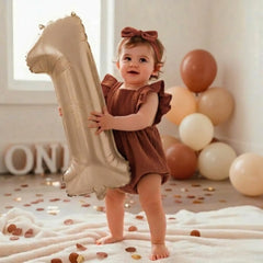 Baby Girl Stylish Frill Romper Outfit O212 | Brick Brown