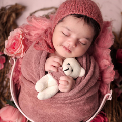 Baby Wool Knit Mohair Bonnet | NB | Watermelon Red