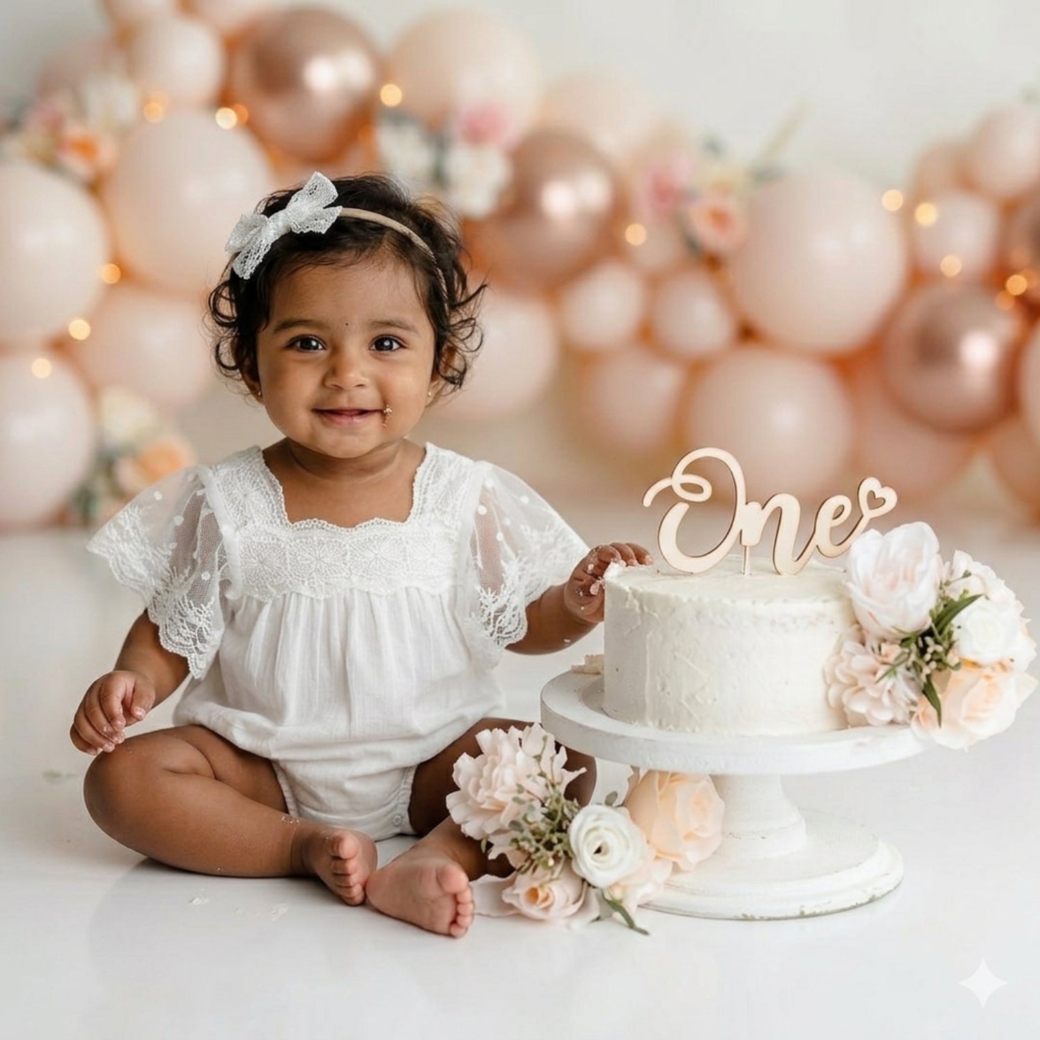 Baby Girl Frill Sleeves Romper Outfit O043 | 1Y | White