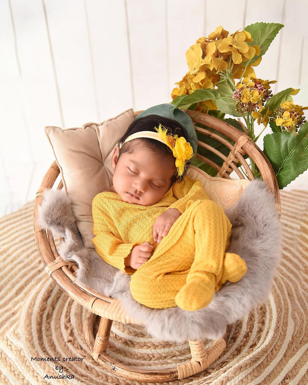 Baby Romper and Sleep Hat SR017 | Set of 2 | 2M | Mustard