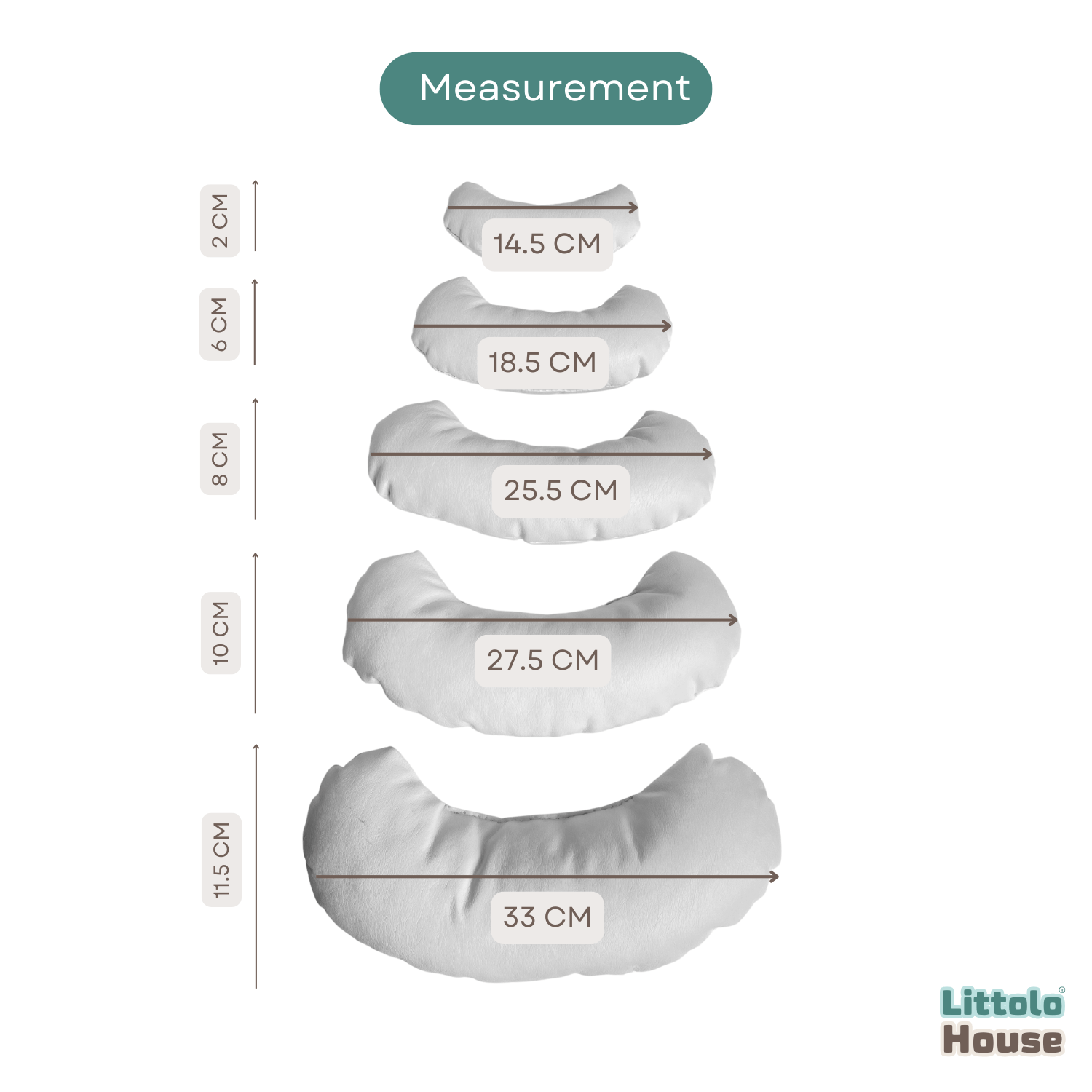 Posing Pillow Rounded Moon Shape for Soft Curves P22 Set of 5 | NB | White