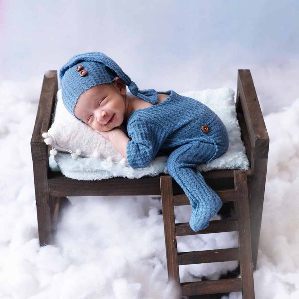 Baby Romper and Sleep Hat SR017 | Set of 2 | 2M | Cornflower