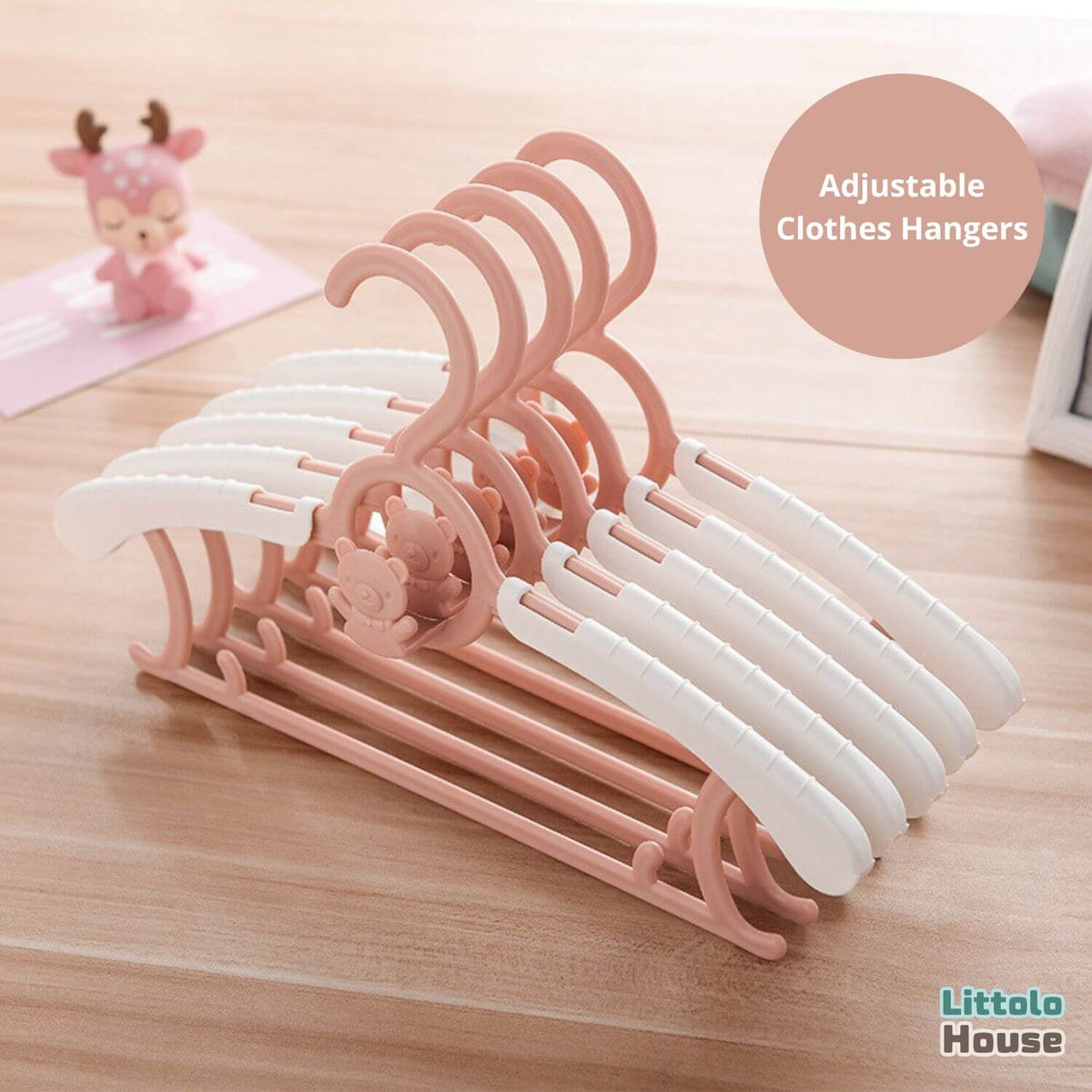 Anti-Slip Adjustable Clothes Hangers Pack of 5 | Studio Setups | Pink