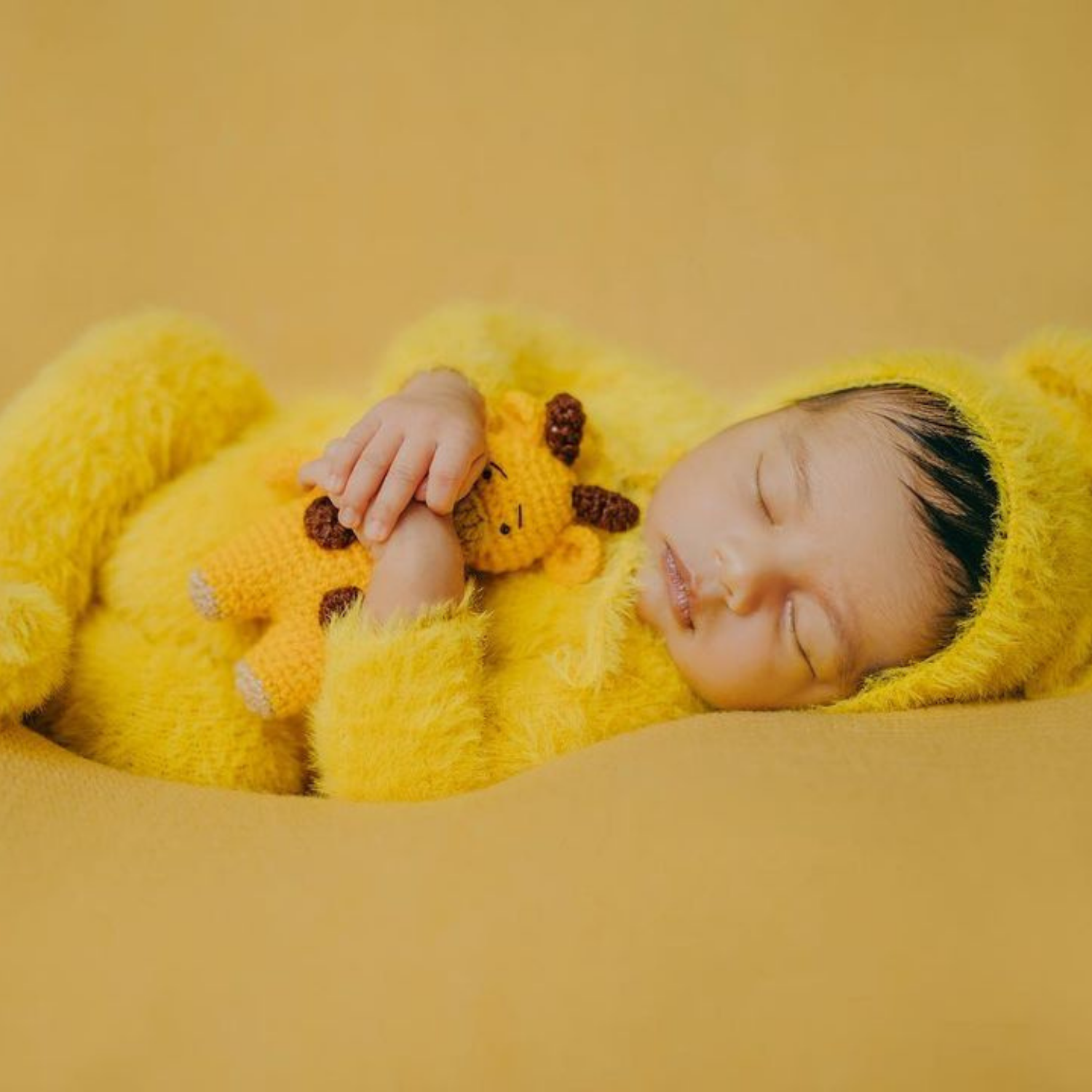 Baby Fur Romper with Bonnet Outfit O057 | NB | Yellow