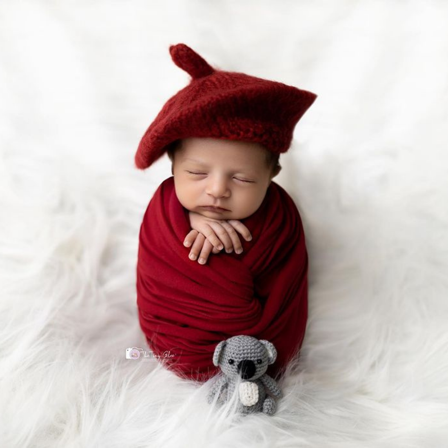 Baby Mohair Beret Hat 3M Red Littolo House