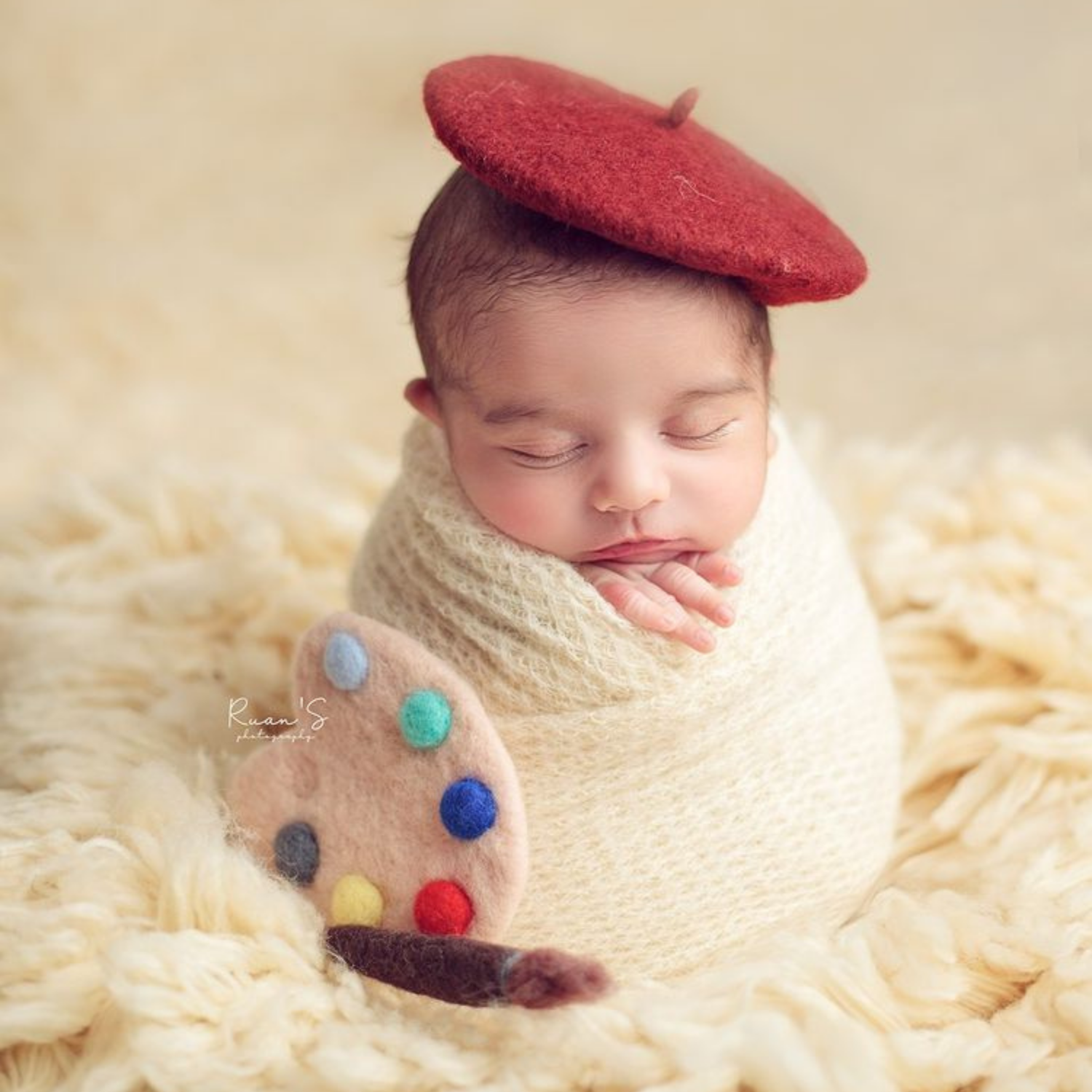 Baby Mohair Beret Hat | 3M | Red