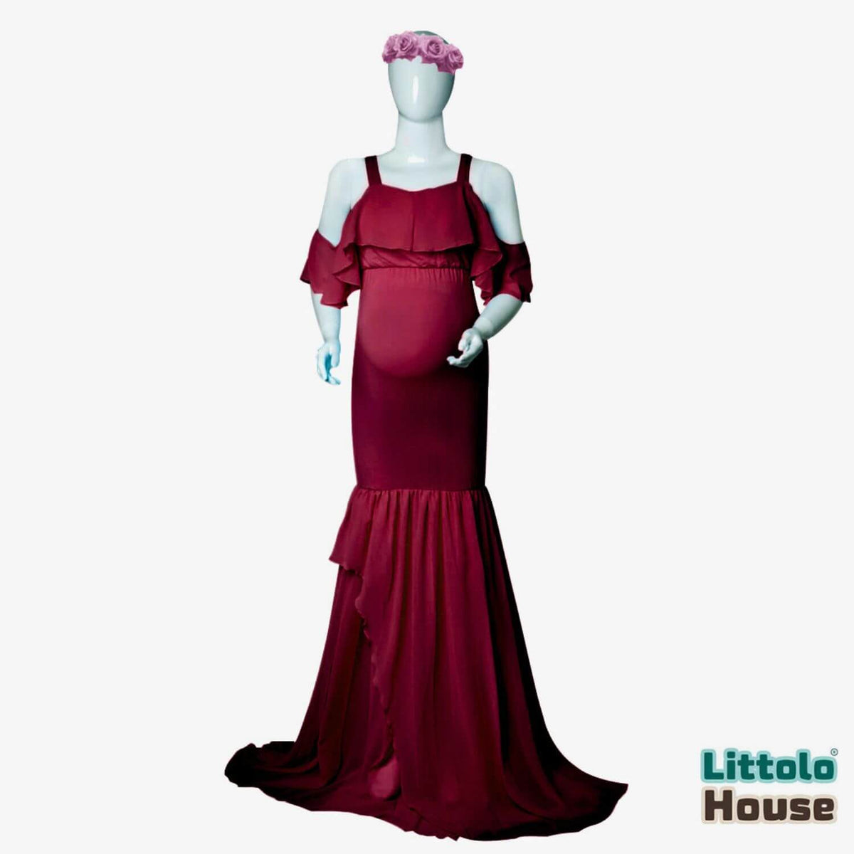 Mermaid Chiffon Maternity Gown M009 | L | Cherry