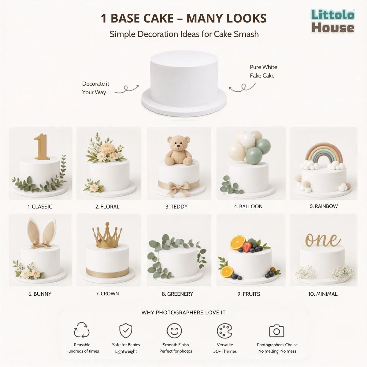 Wooden Fake Cake  | Wooden Decorative | Rustic White