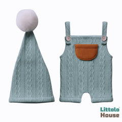 Baby Texture Knitted Romper with Hat O227 | NB | Sage Green