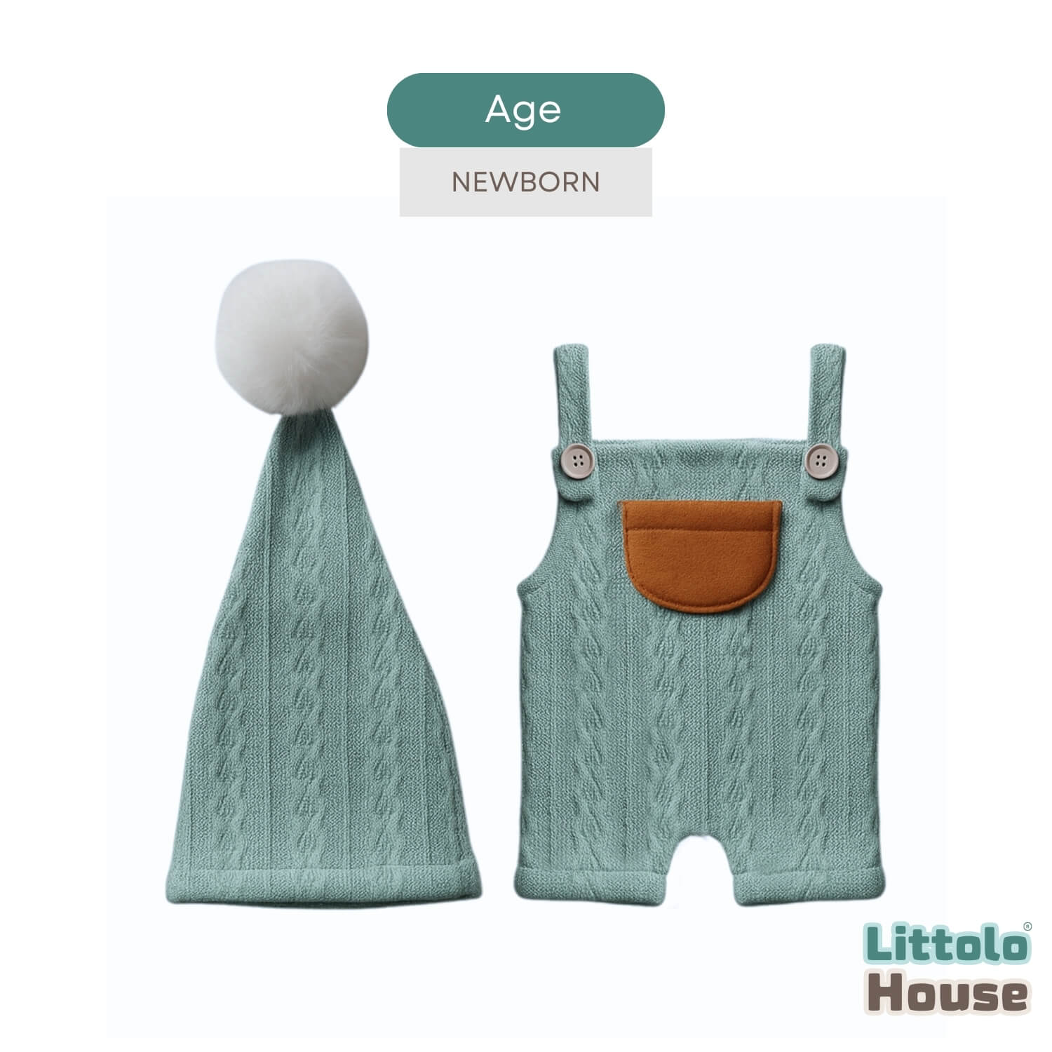 Baby Texture Knitted Romper with Hat O227 | NB | Sage Green