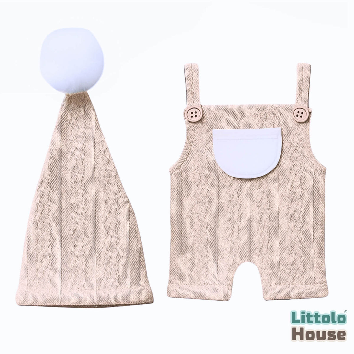 Baby Texture Knitted Romper with Hat O227 | NB | Cream