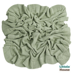 Knit Ribbed Stretchy Blanket L035 | Bean Green