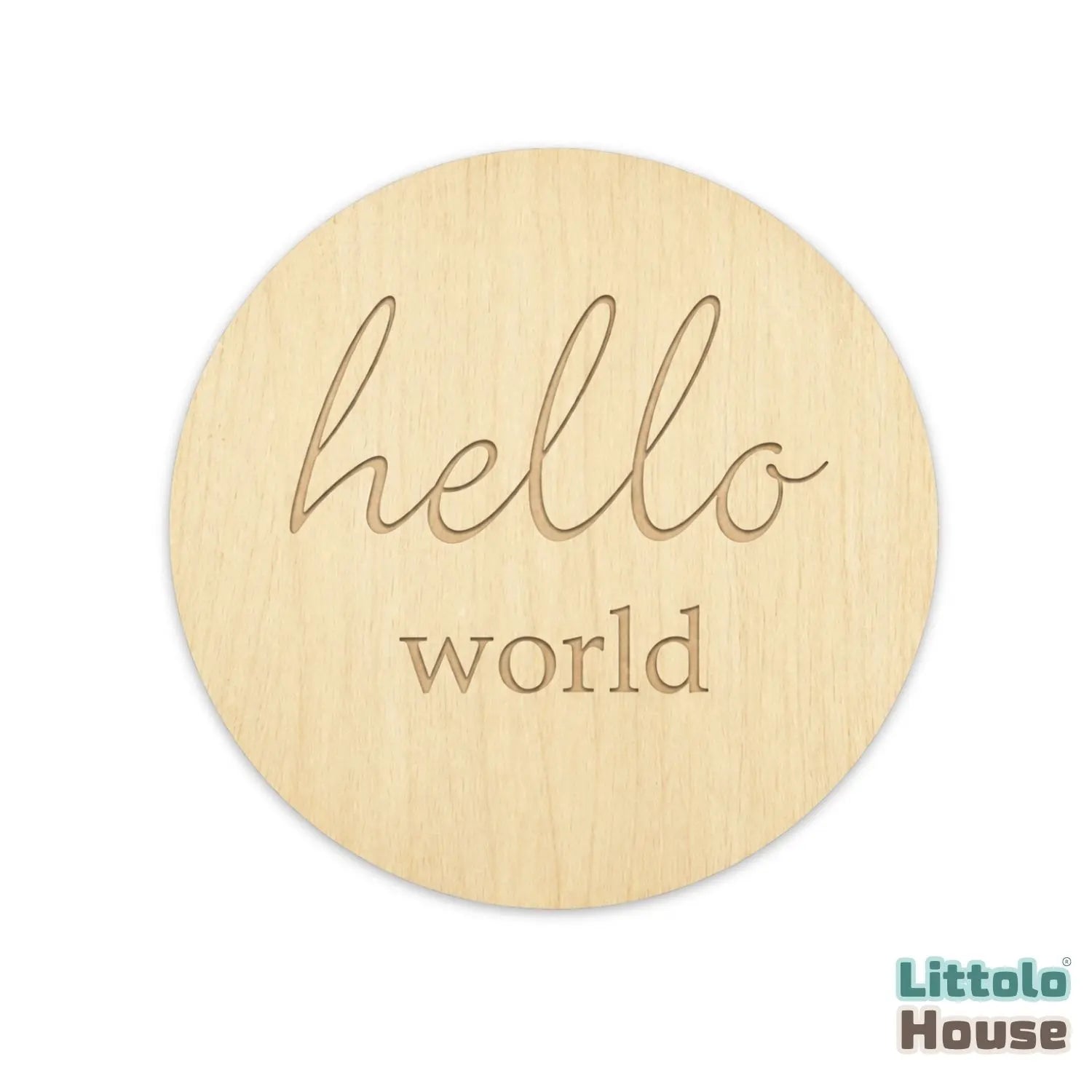 Hello World Milestone Card Style 1  | Wooden Decorative | Natural Wood