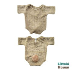 Baby Premium Furry Romper with Bunny Bonnet O232 | 3M | Light Brown