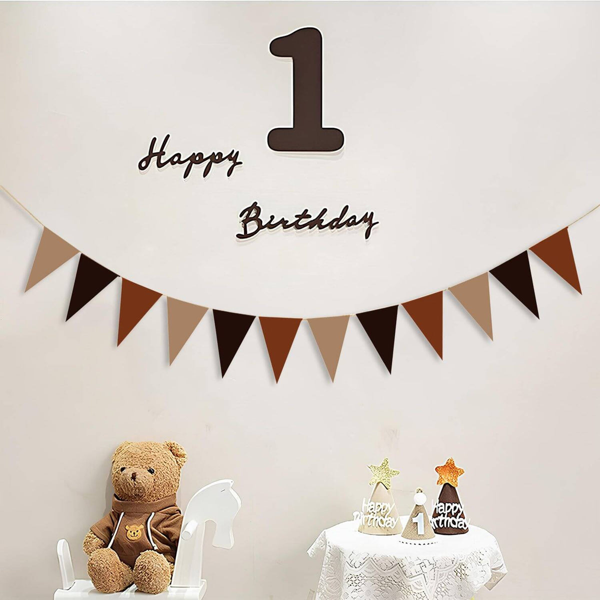 Boho Premium Pennant Bunting Banner D165 Set of 1 | M | Brown