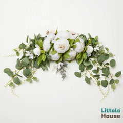 Artificial Silk Flower Arch Wreath with Welcome Hanging Pack of 1 | White Shades