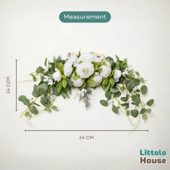 Artificial Silk Flower Arch Wreath with Welcome Hanging Pack of 1 | White Shades