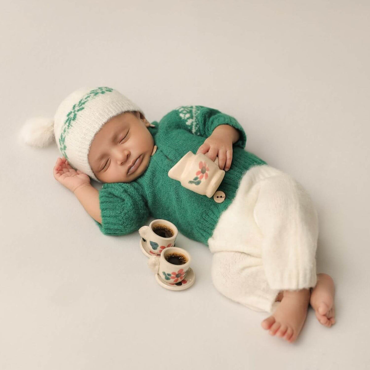 Baby Mohair Top with Shorts and Hat Christmas Special Outfit O029 | NB | Green