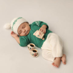 Baby Mohair Top with Shorts and Hat Christmas Special Outfit O029 | NB | Green