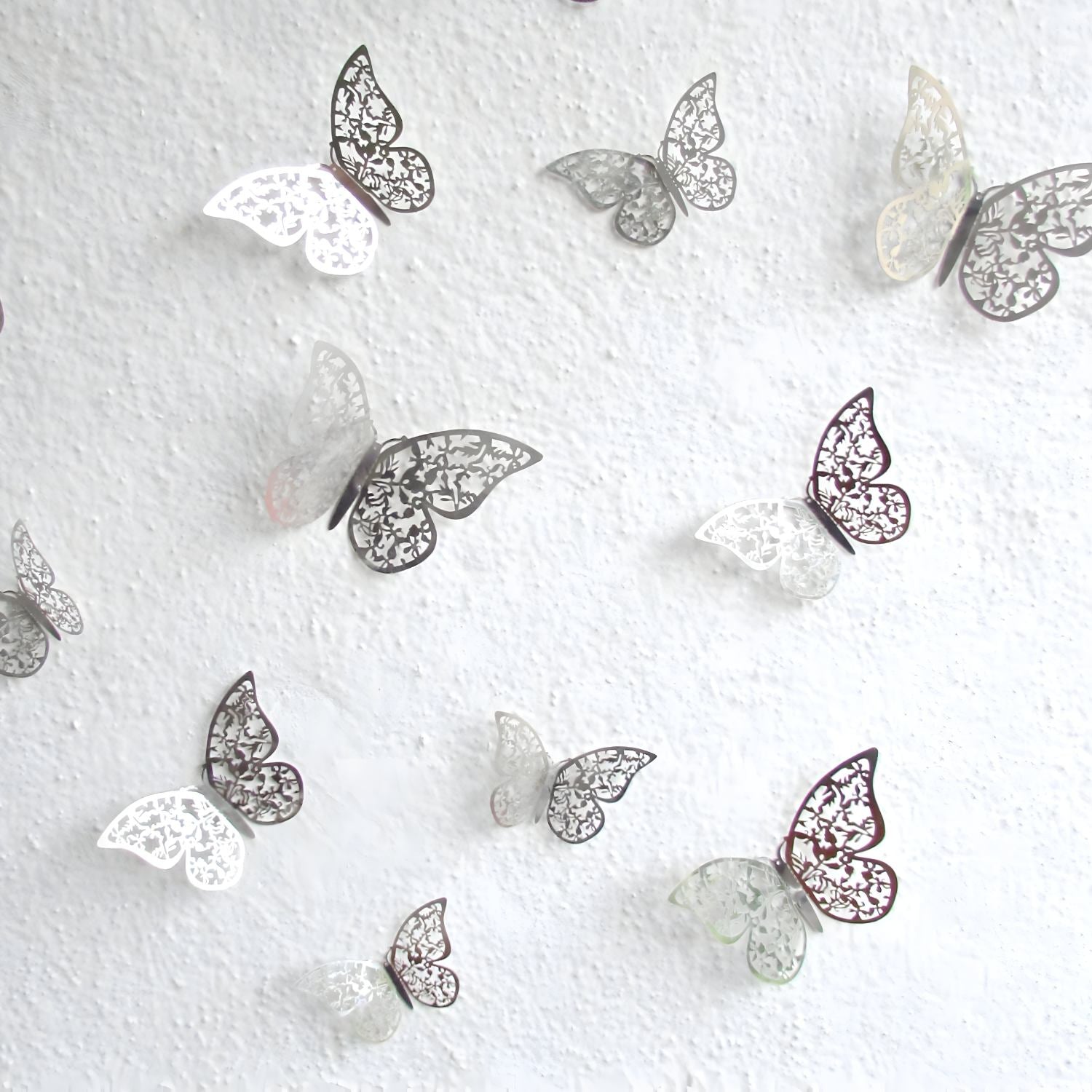 3D Butterflies Pack of 12 | Decorative Add-ons | Silver