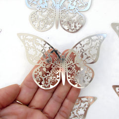 3D Butterflies Pack of 12 | Decorative Add-ons | Silver